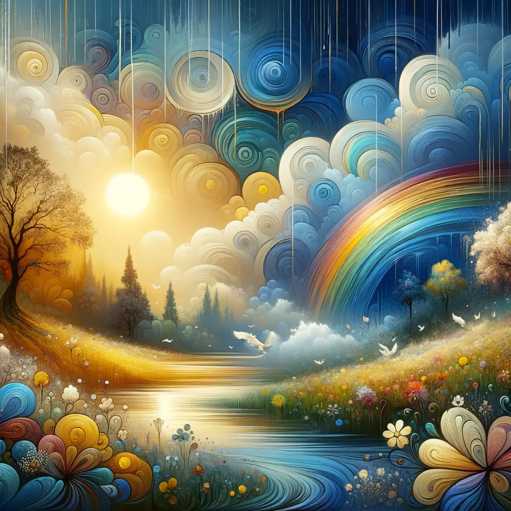 Harmony's Dreaming Embrace: Blossoms of Renewal in Sunlit Serenity