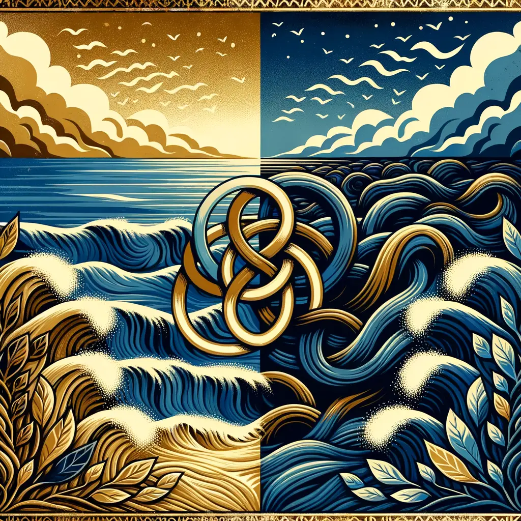 Echoes of Unraveled Depths: Oceanic Resonance in Golden Serenity