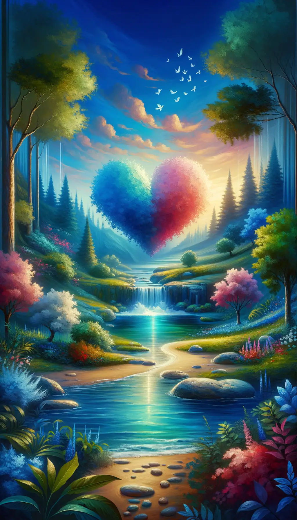Echoes of Serenity: Fluid Heart's Journey Amidst Azure Eden