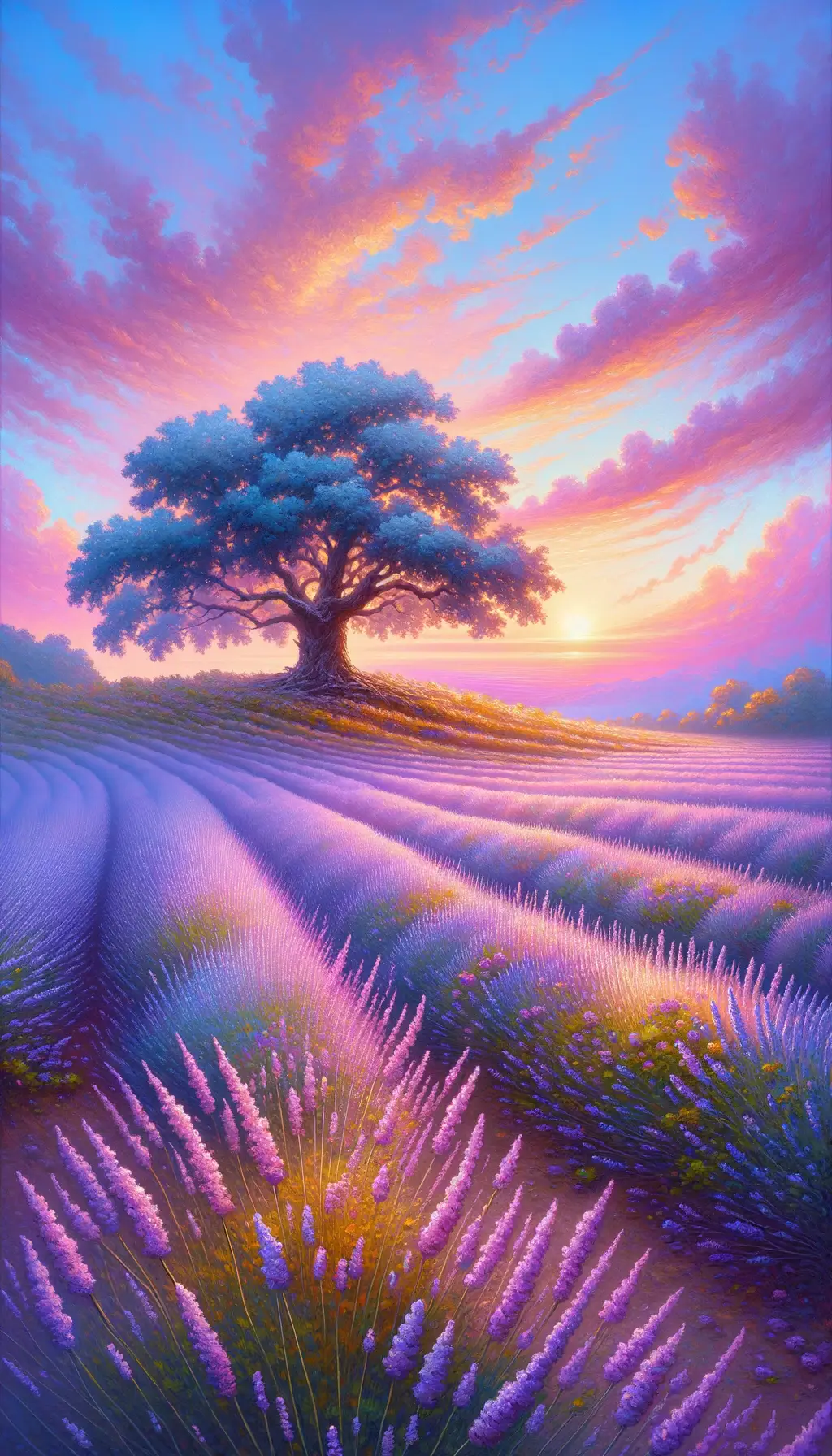 Whispers of Resilience: Lavender Fields at Sunset