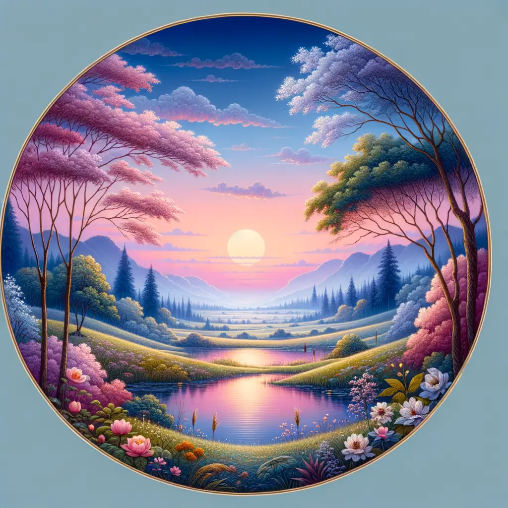 Aurora's Whisper: Embracing Tranquility in the Meadow's Reflection