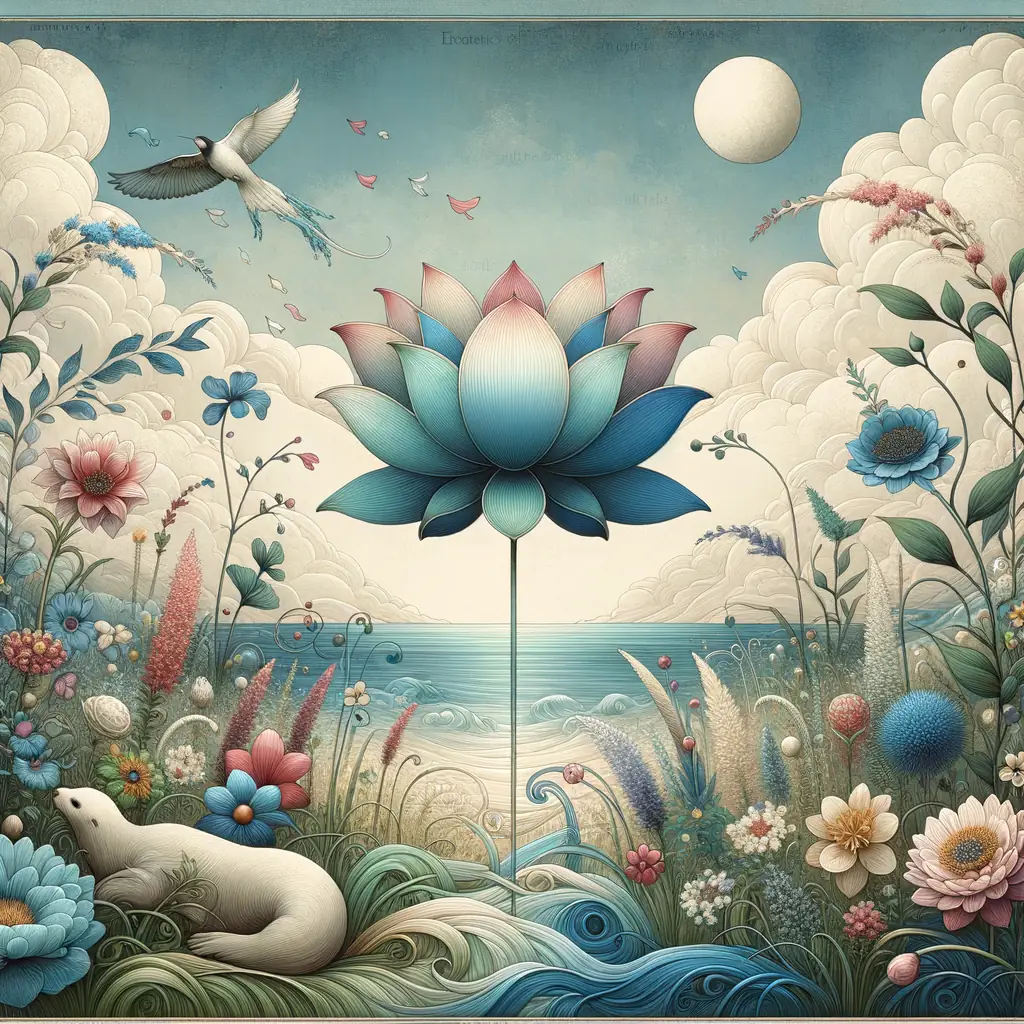 Whispers of Transformation: A Lotus Blooms in Rococo Meadow