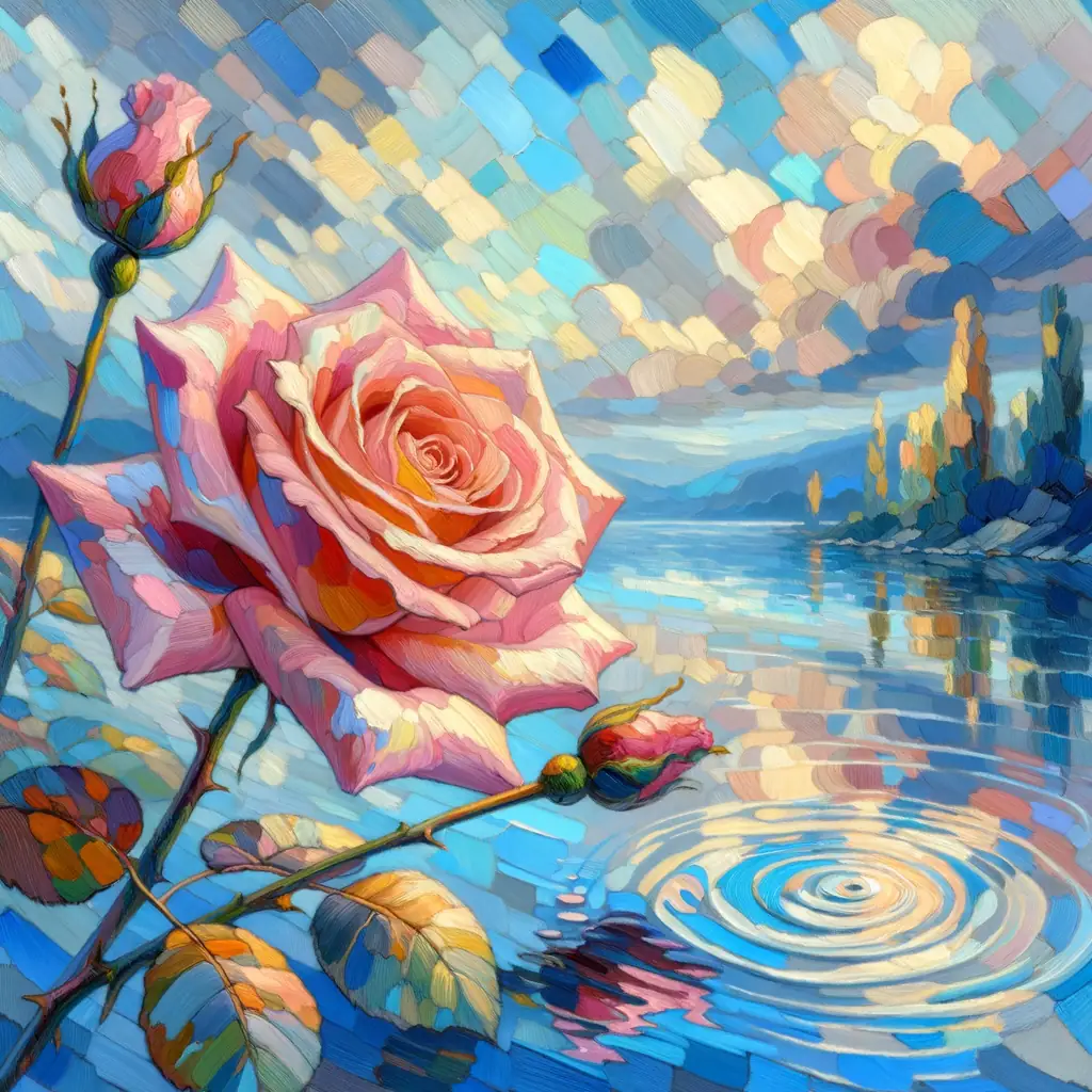 Whispers of Transformation: Rose, Breeze, and Stillness