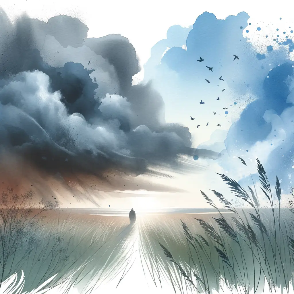 Whispers Among Stormclouds: Meadow's Tranquil Embrace