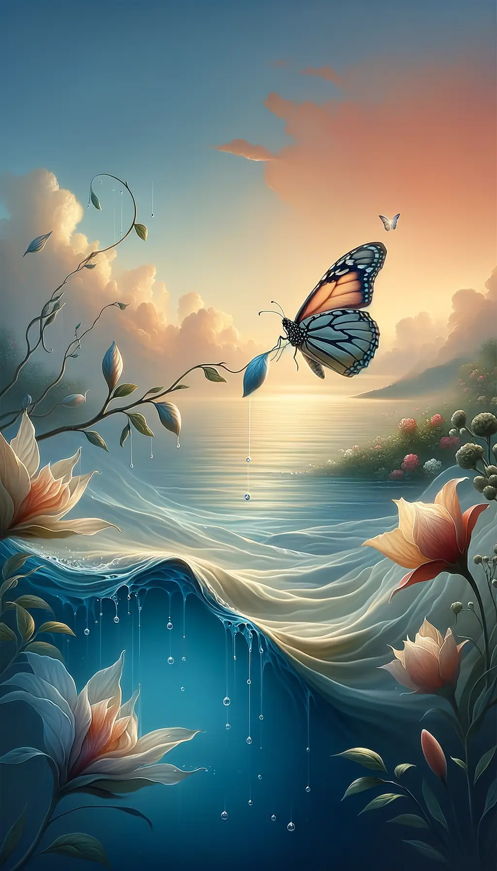 Gentle Bloom: Embracing Metamorphosis in the Tranquil Horizon