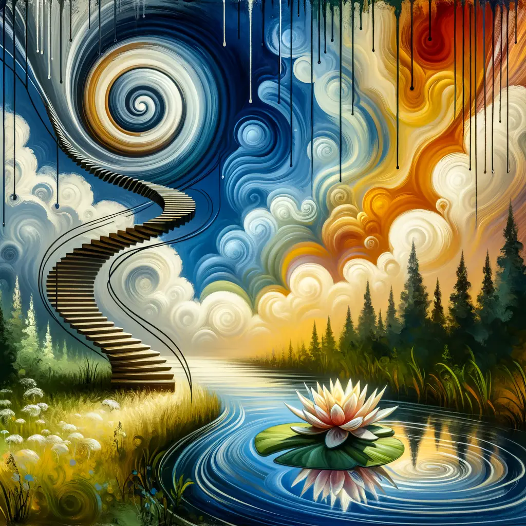 Ascension of Resilience: A Drip Painting Symphony