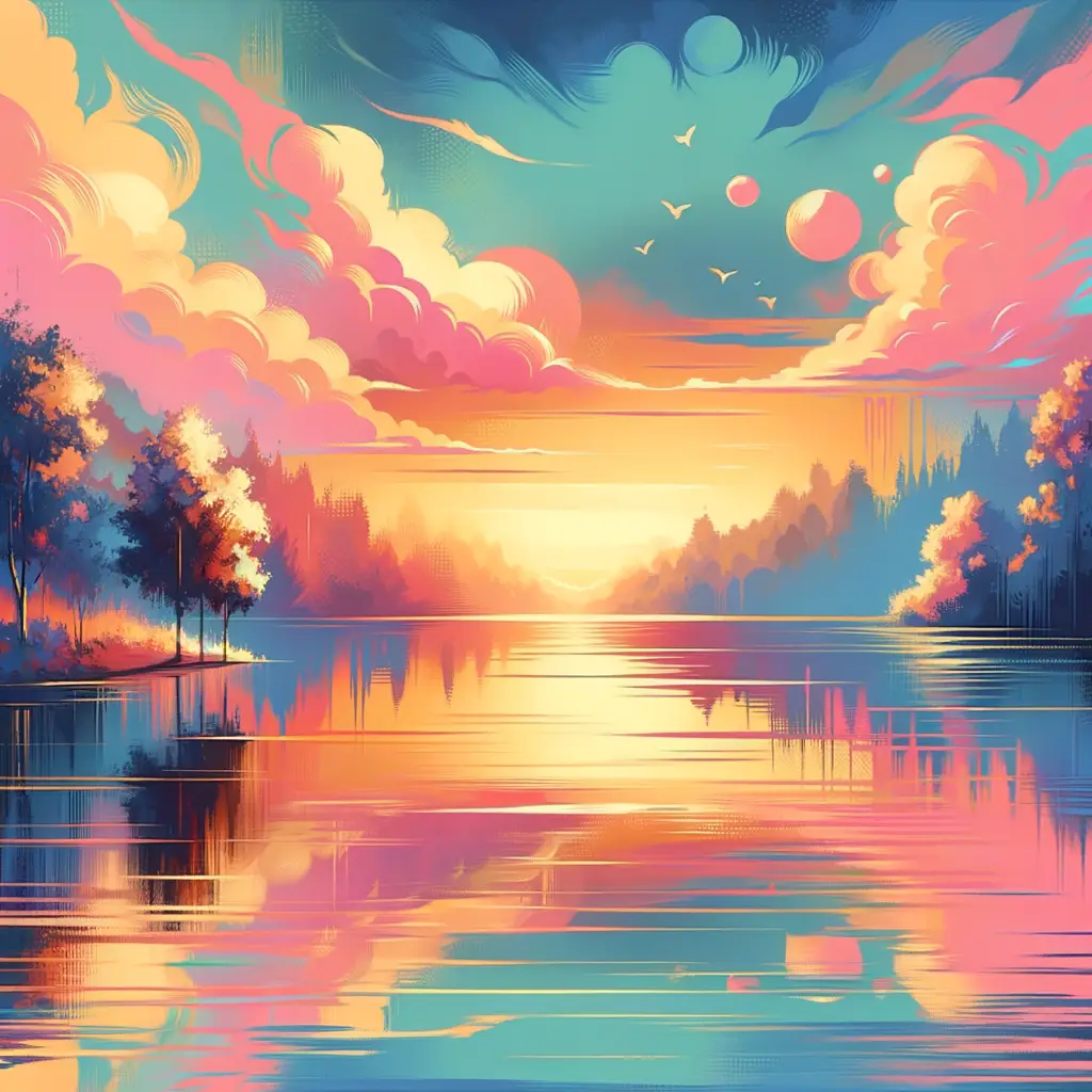 Ephemeral Reflections: A Sunset's Embrace of Serene Hearts