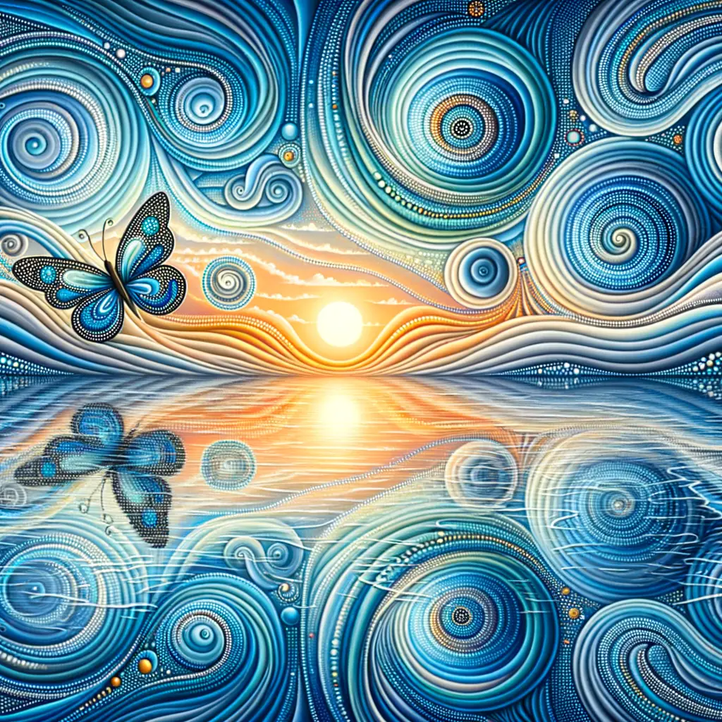 Whispers of Transformation: A Butterfly's Elegy in tranquil hues