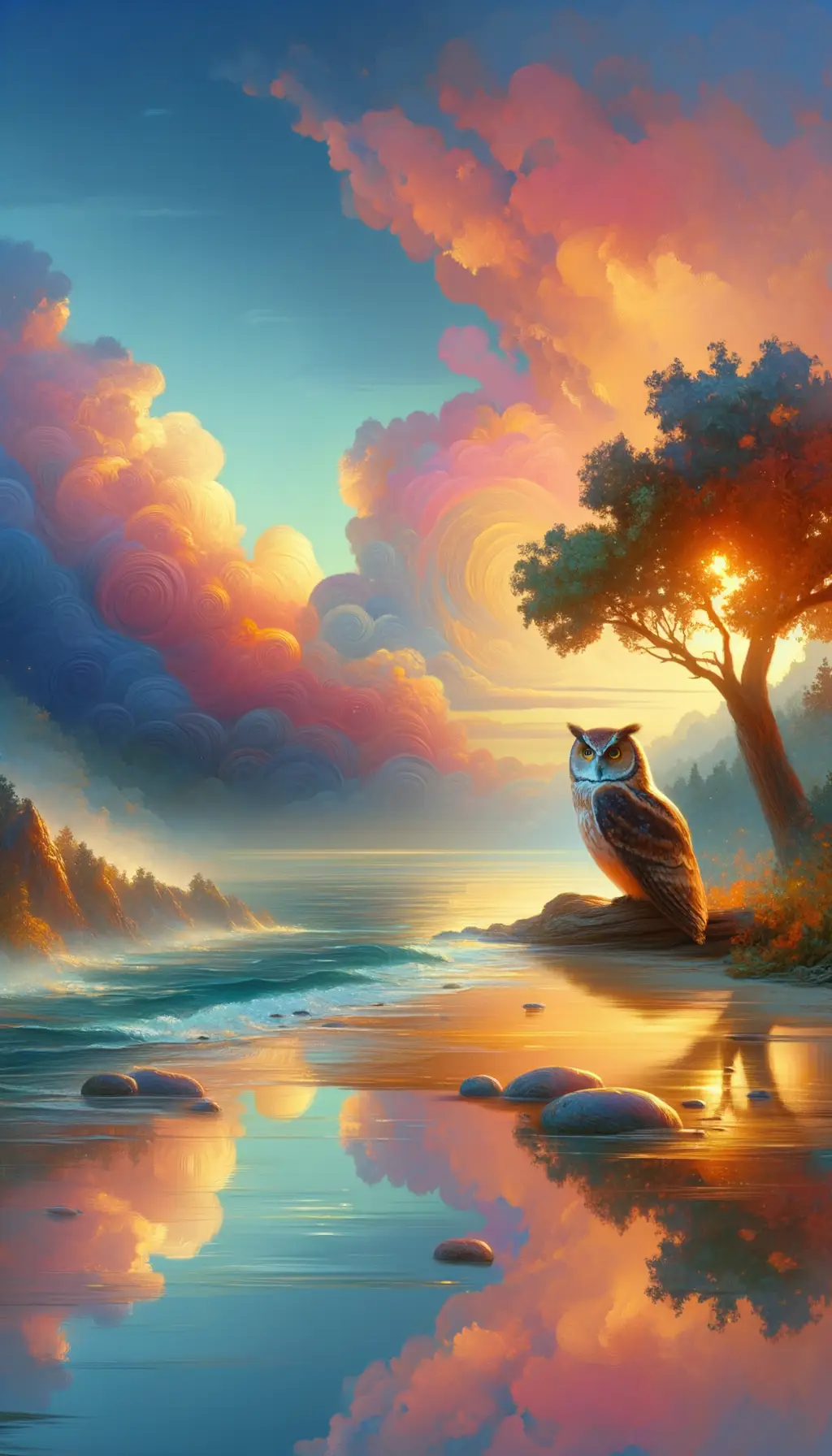 Luminous Healing: Solace Through Owl's Gaze