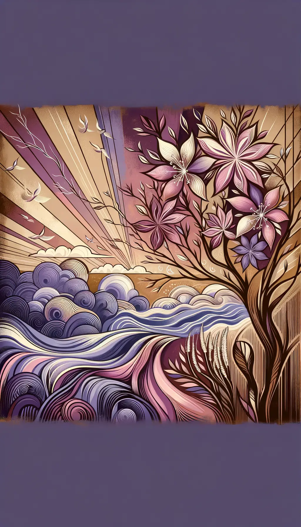 Soulful Reverie: Tranquil Whispers of the River-Lilac Symphony