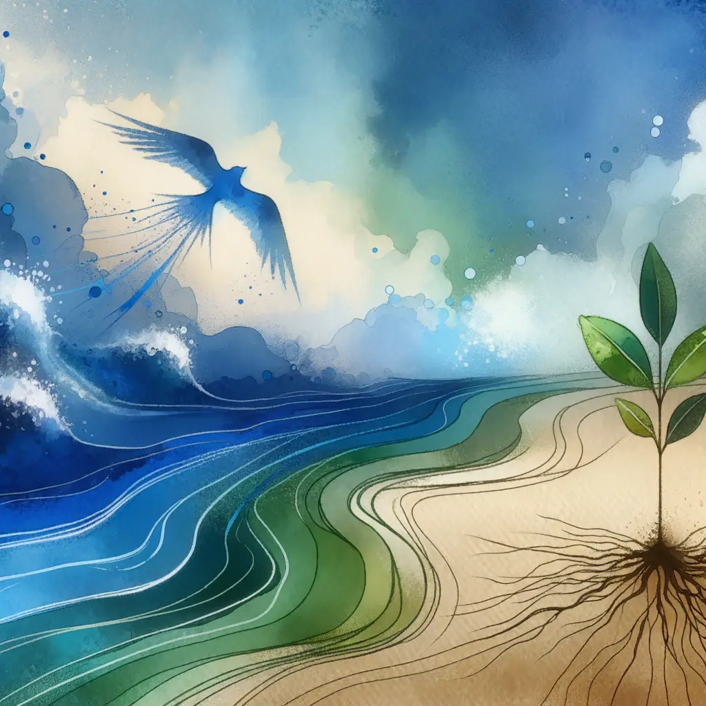Emergence of Wings: Healing Amidst Ocean Depths and Verdant Growth