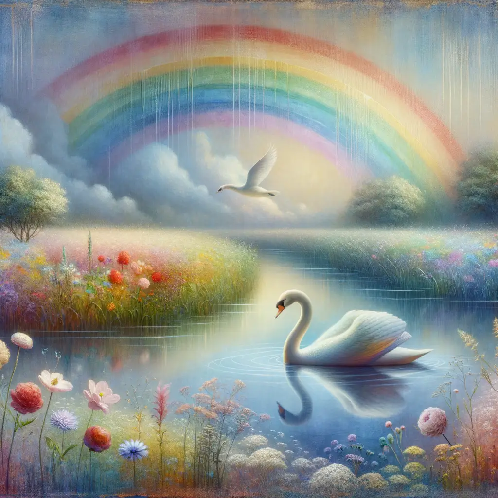 Whispers of Tranquility: The Swan's Embrace in Gentle Rain
