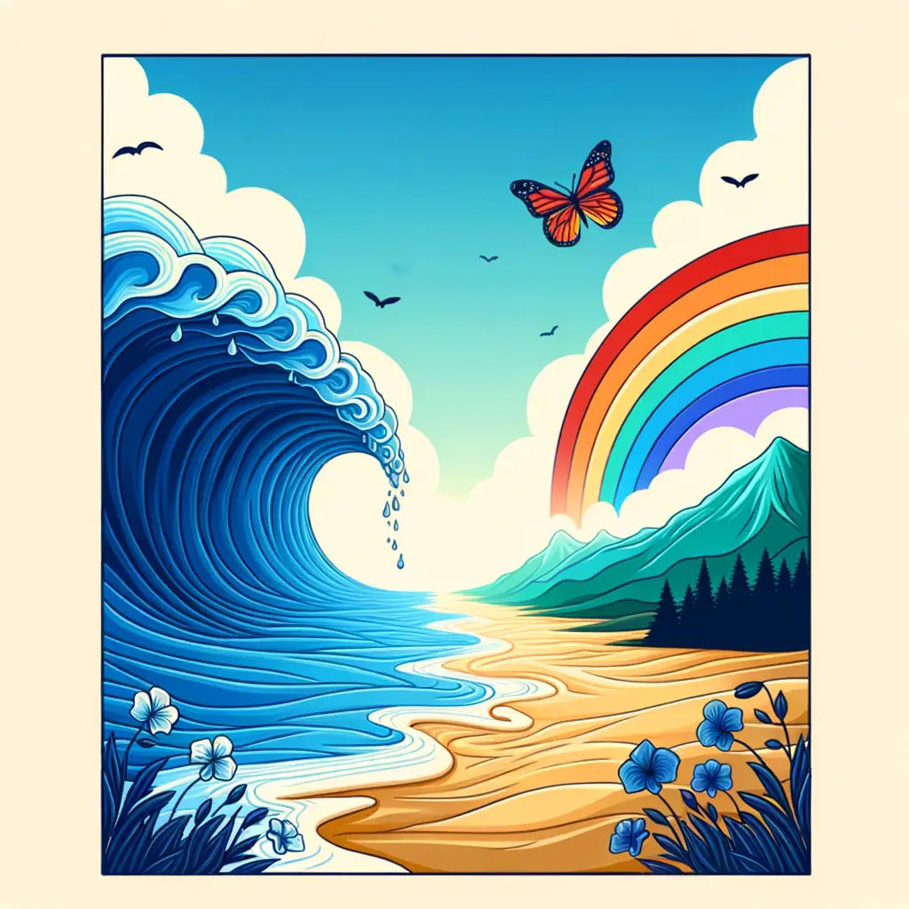Whispers of Resilience: Ocean's Embrace in Butterfly's Grace