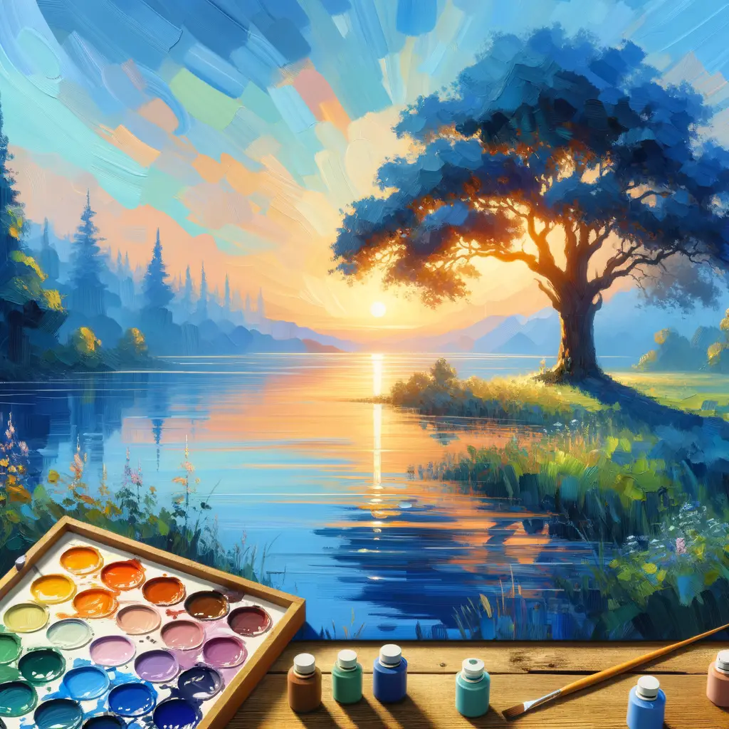 Whispers of Resilience: Sunset Symphony by the Tranquil Oak