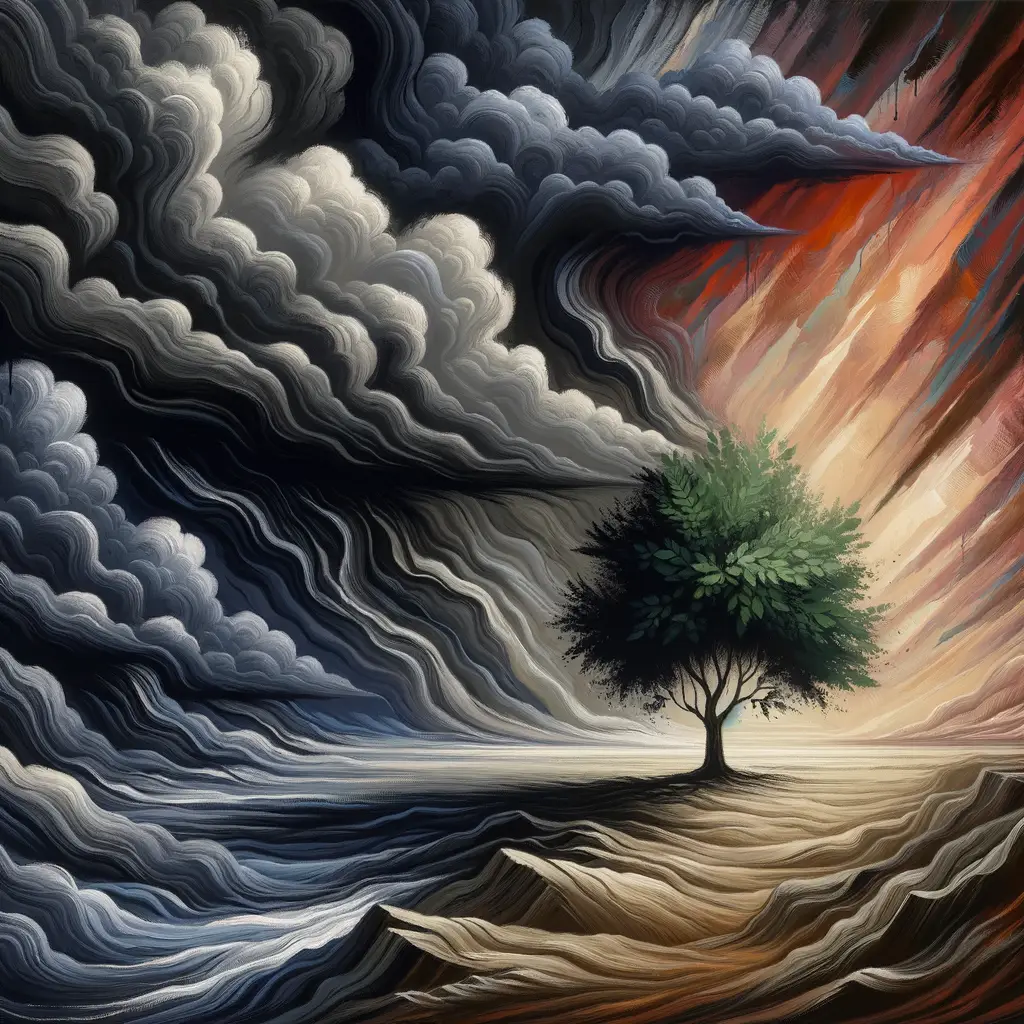 Growth Through Tempest: A Resilient Sapling's Soothing Symphony
