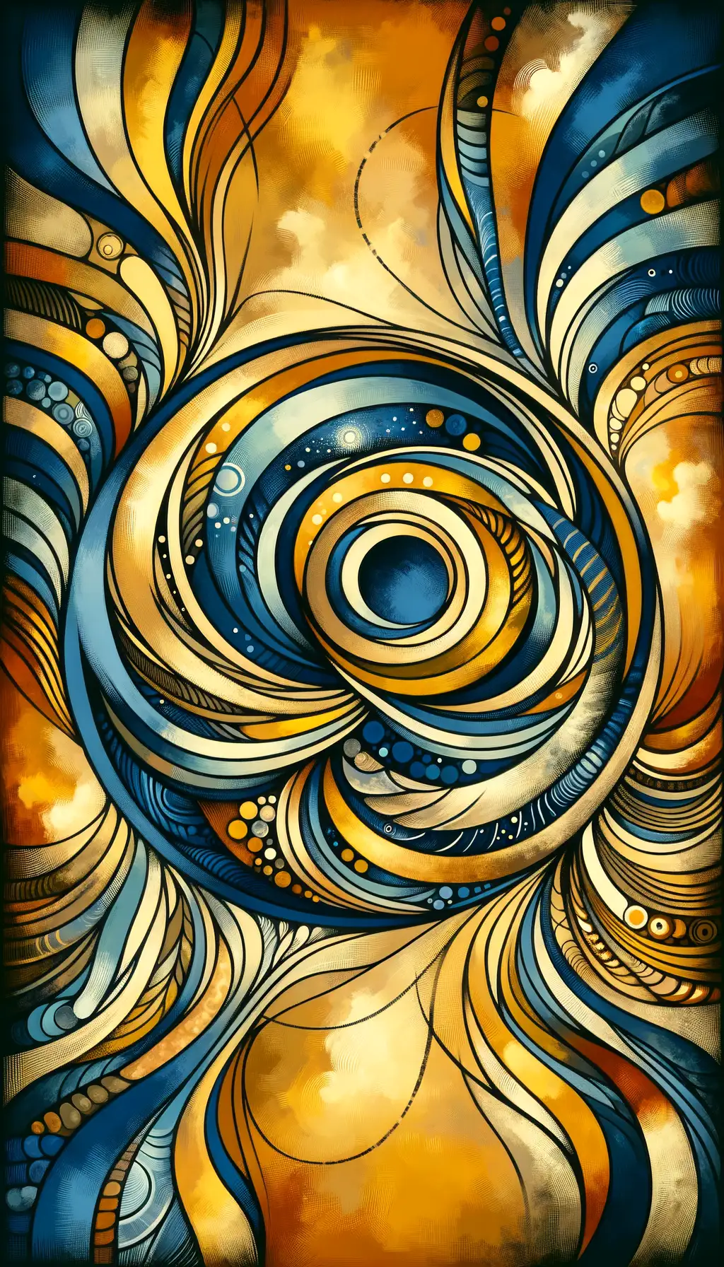 Celestial Embrace: A Twisting Odyssey in Golden Blue