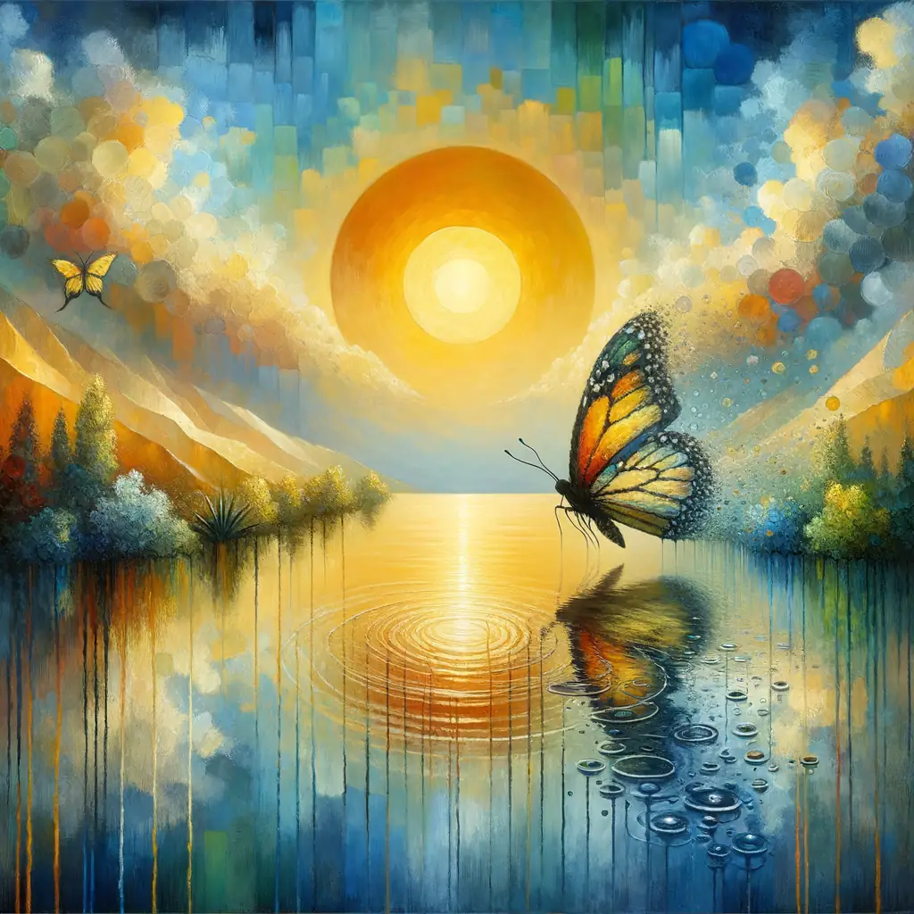 Midsummer's Dreamscape: Whispers of Rain in Butterfly's Flight