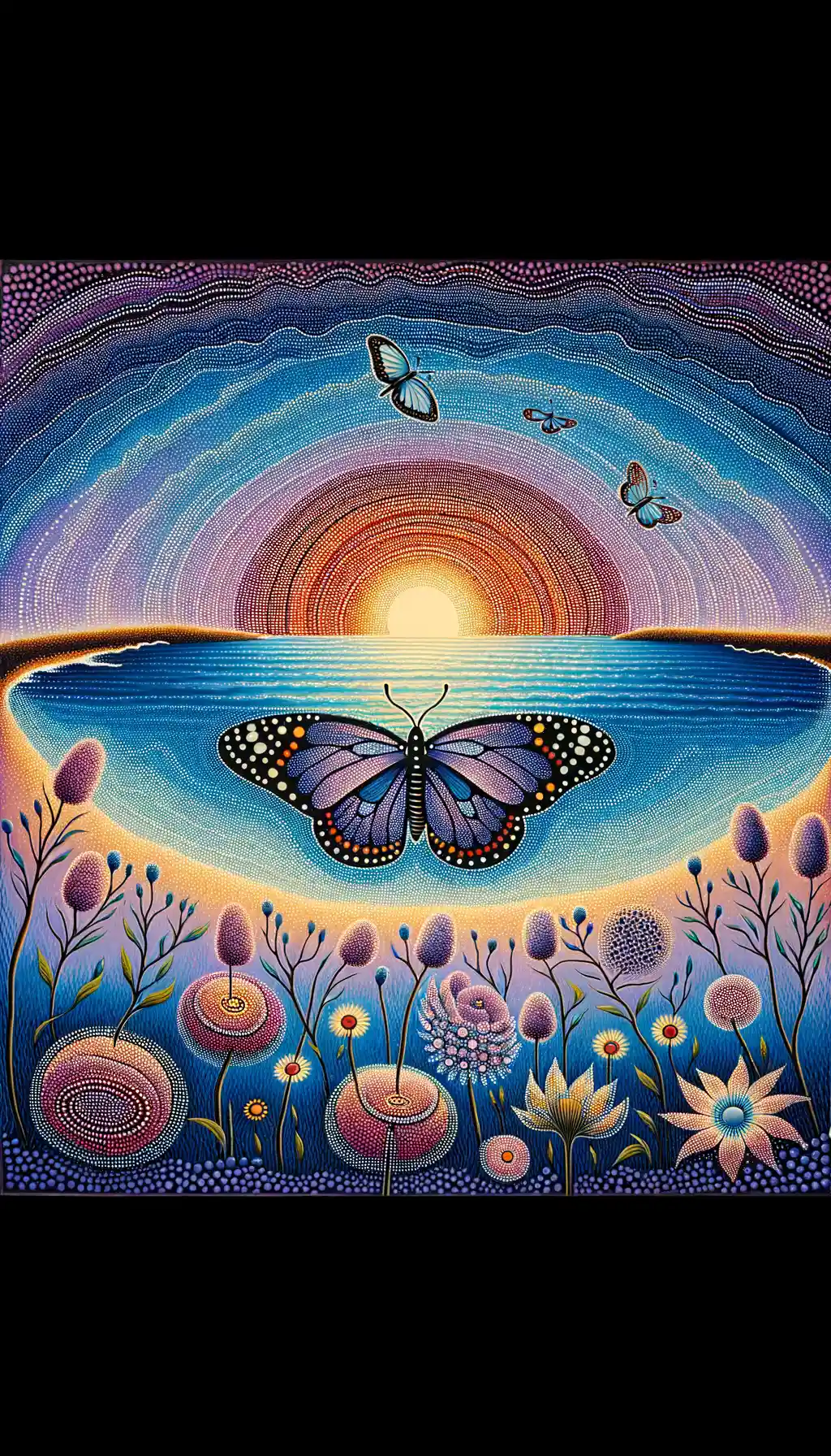 Whispers of Renewal: Tranquil Visions in Dot Art