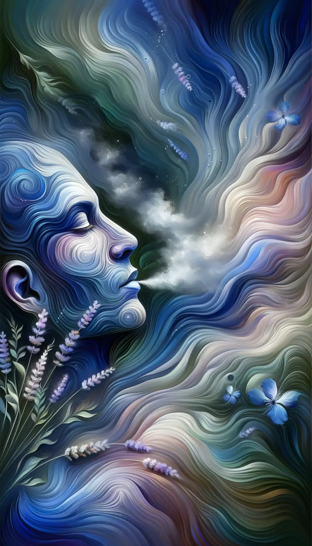 Whispers of a Calming Symphony: Lavender Waters in Blue-Green Serenity