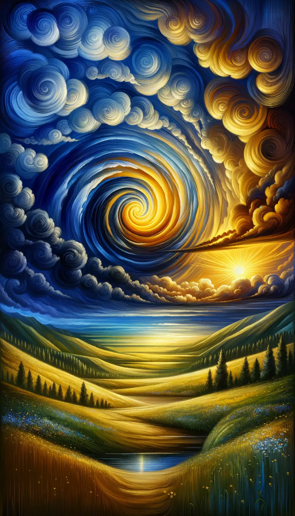 Transcendence of Shadows: A Golden Spiral in the Meadow