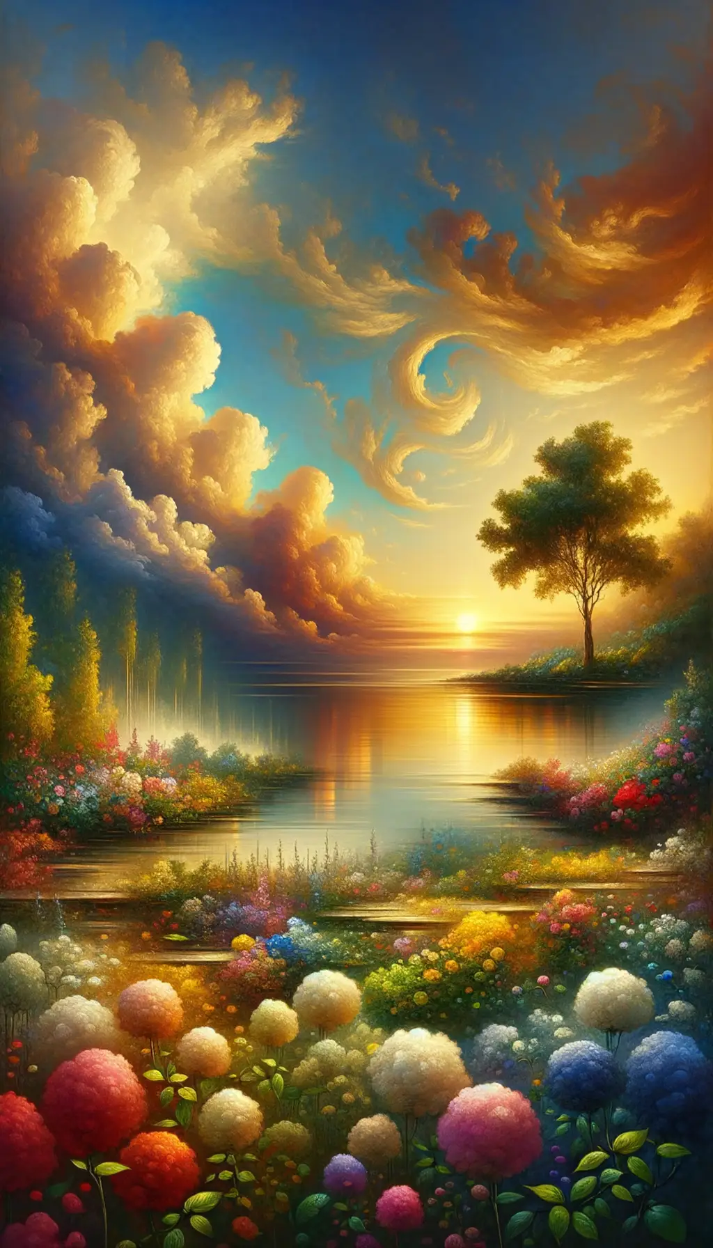 Gilded Serenity: Blooms of Renewal Within Despair