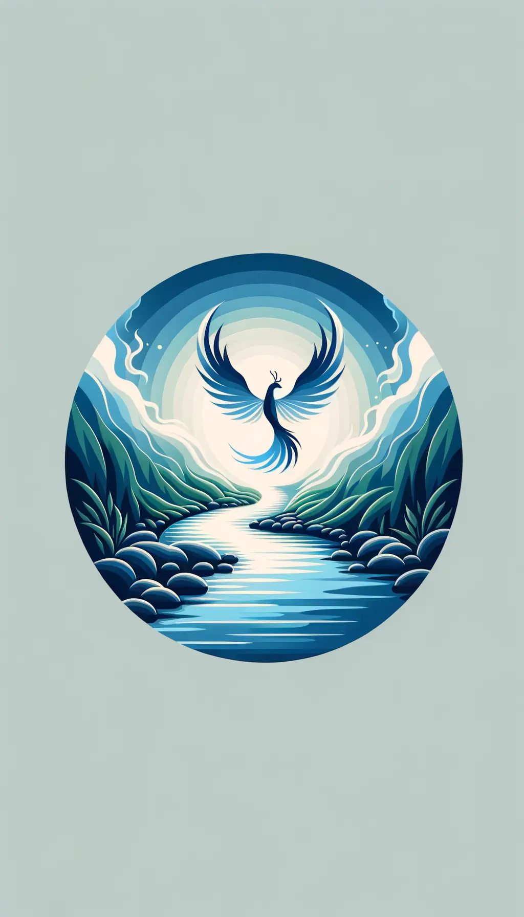 Resilience Rising: Phoenix's Tranquil Journey Through Blue Serenity