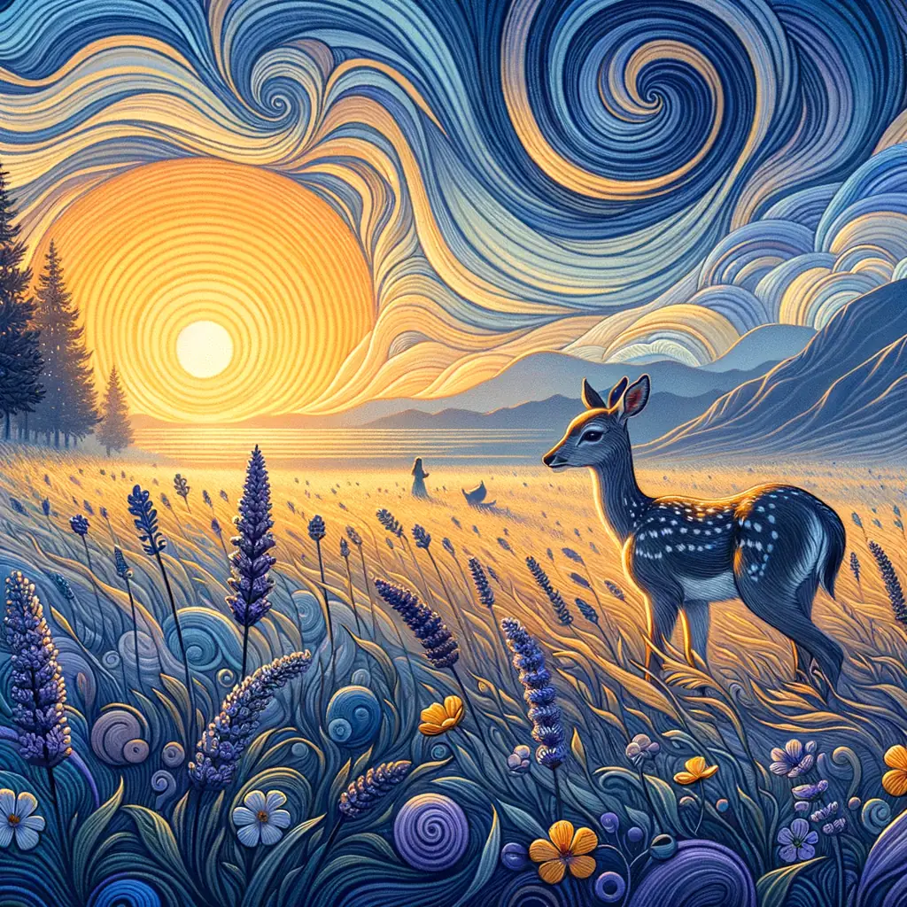 Whispers of Tranquility: Sunset's Embrace in Lavender Meadow