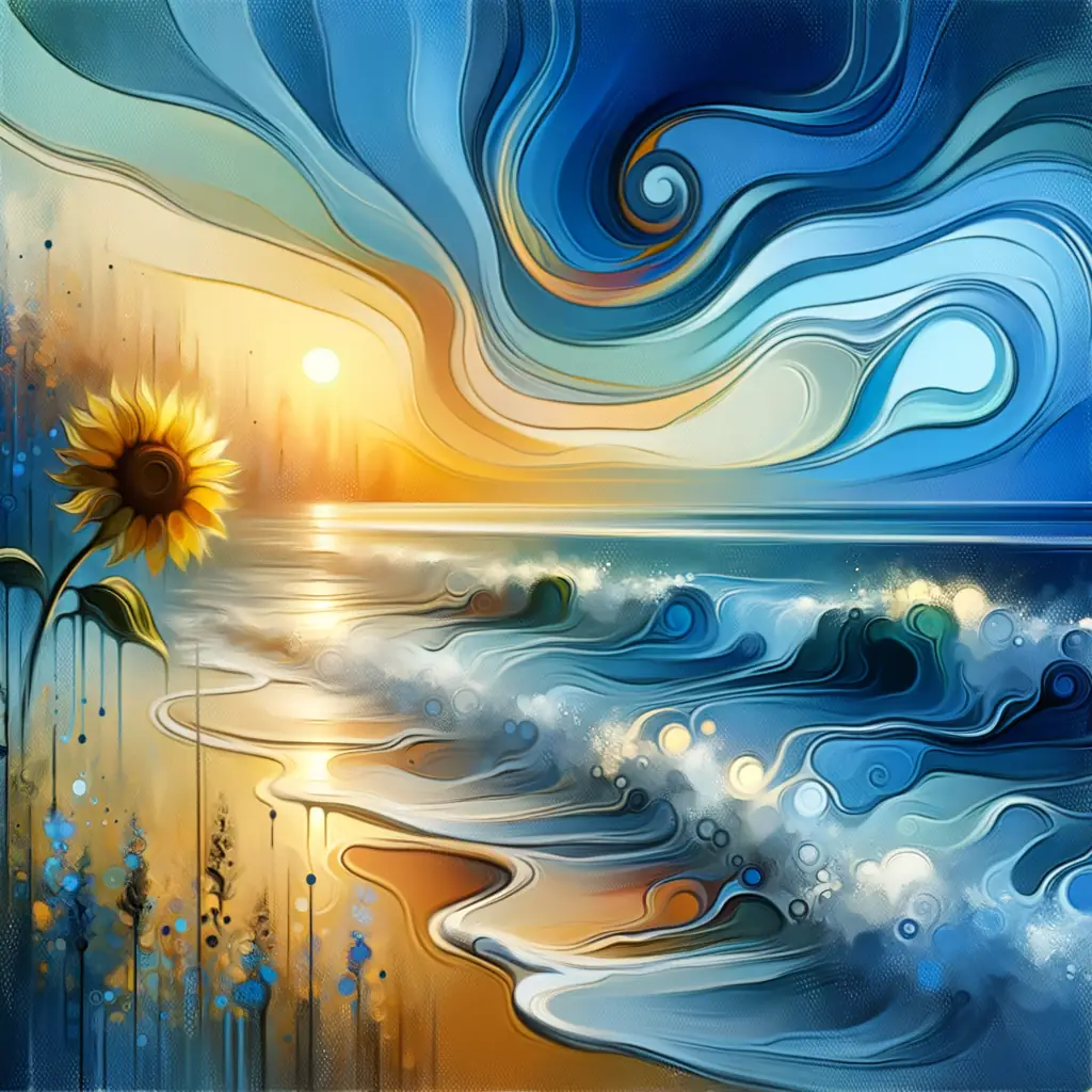 Ocean Vespers: Sunflower Resilience in Drip Harmony