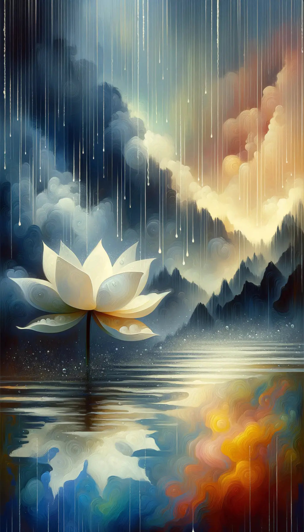 Resilience's Whisper: Lotus, Rain, and Mountain Rhapsody