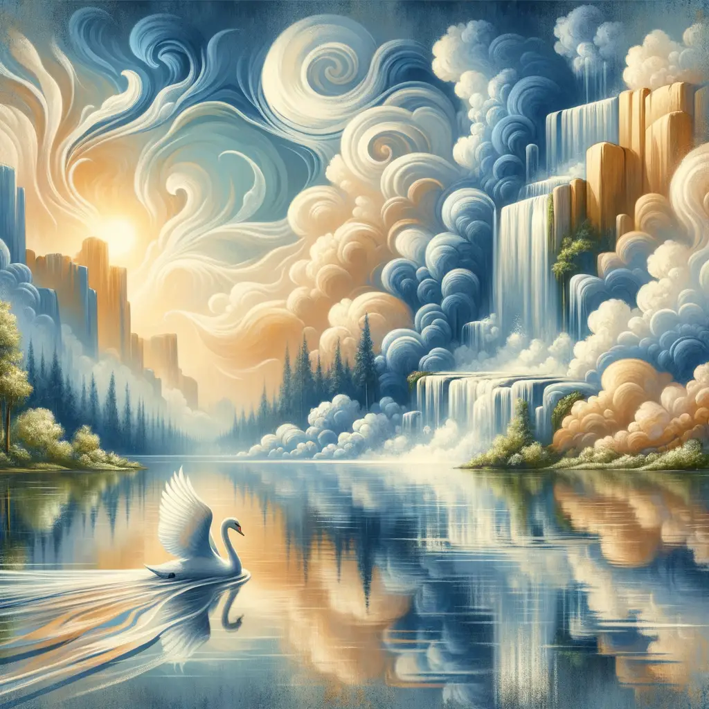 Solace's Serenade: Swan's Symphony on Golden Waters