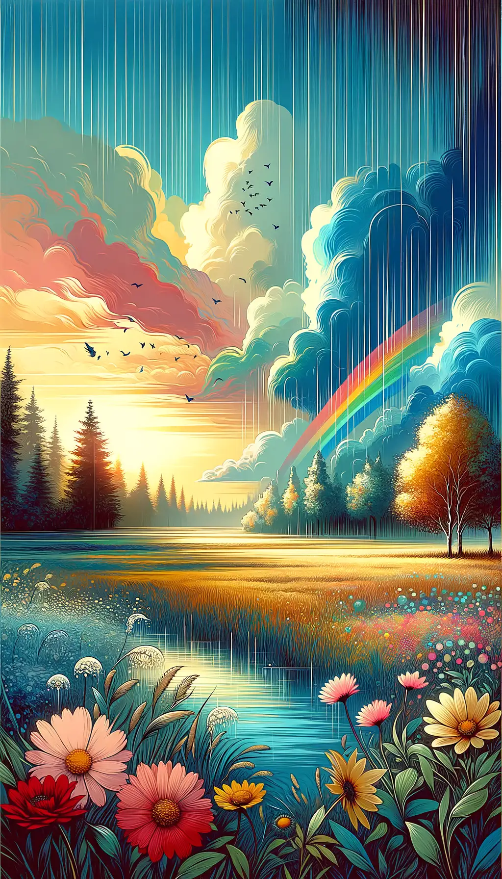 Whispers of Resilience
Golden Meadows, Rainbow After Rain – A Serene Journey