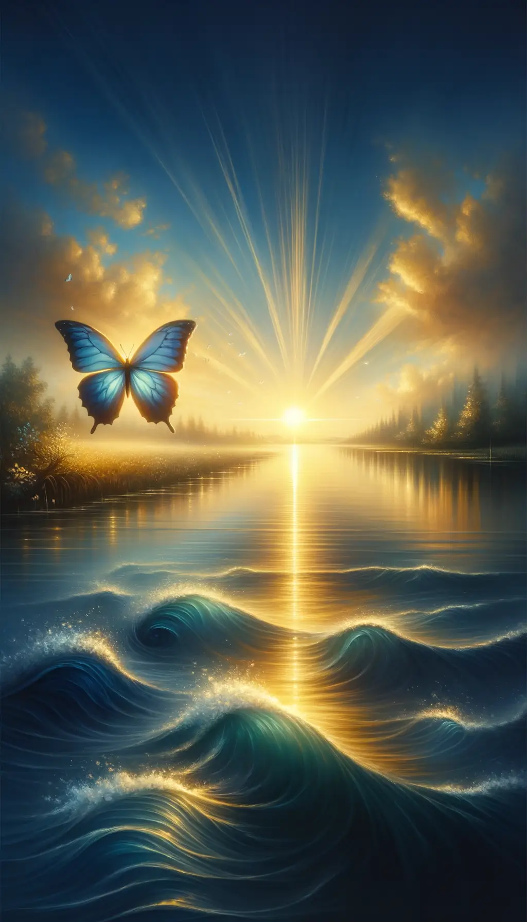 Ethereal Metamorphosis: Dawn's Golden Wings Awaken the Soul