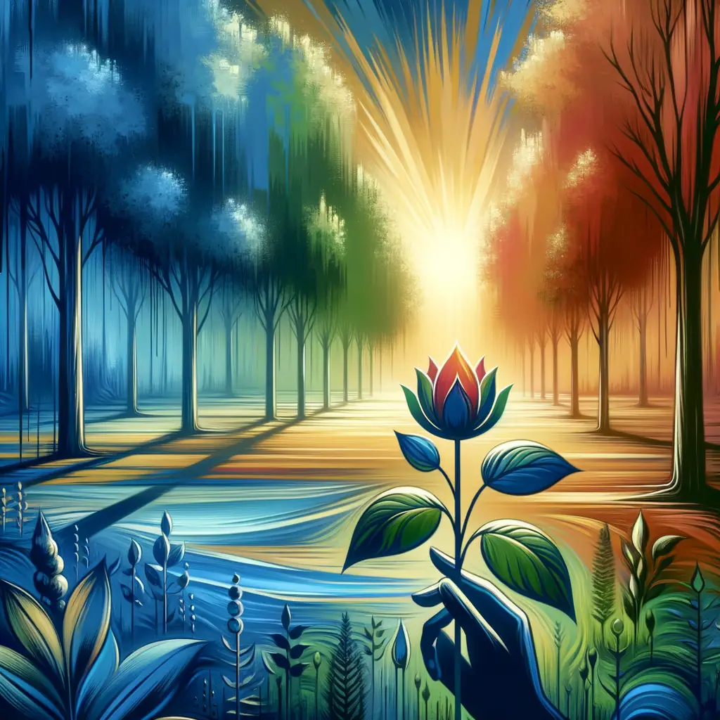 Whispers of Awakening: Blossoming Hope in Blue Graffiti Forest