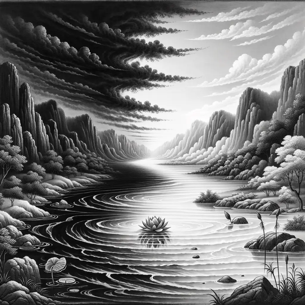 Serenity's Bloom: Resilience in Ink Wash