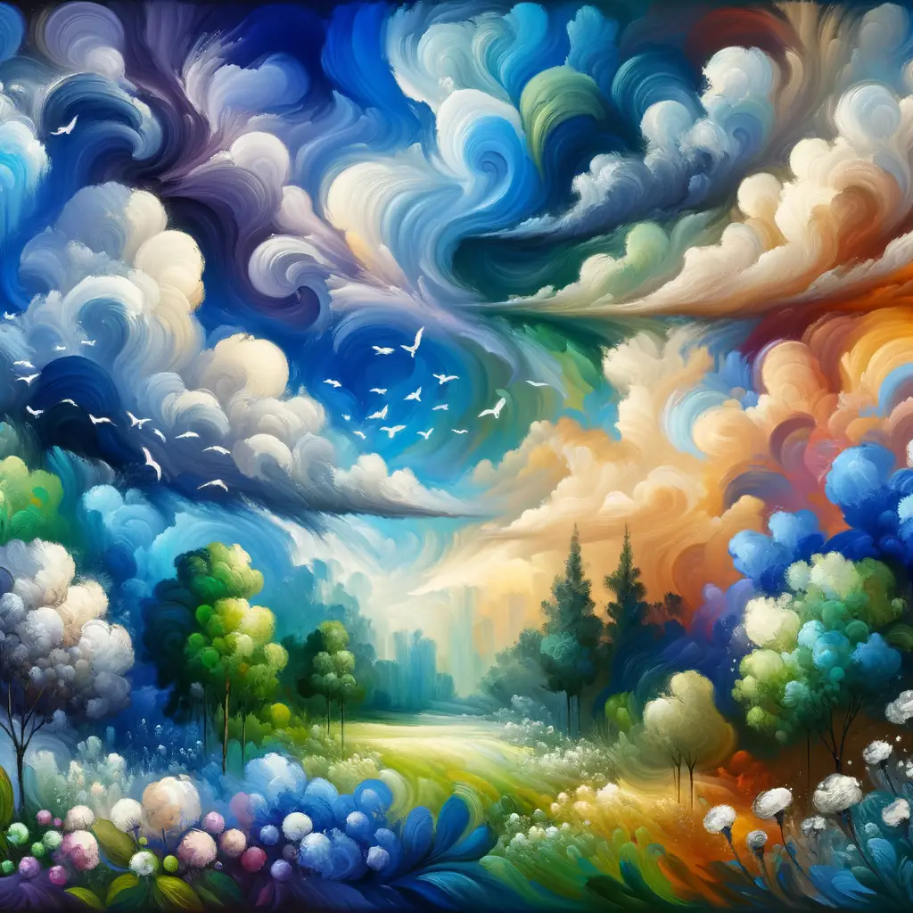 Whispers Among Blooms: A Serene Refuge in Azure and Fern