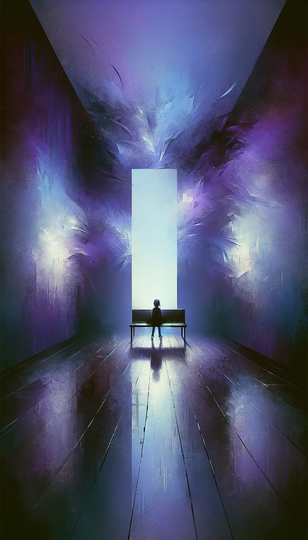 Solitude's Embrace: Echoes of Reflection in Cold Hues