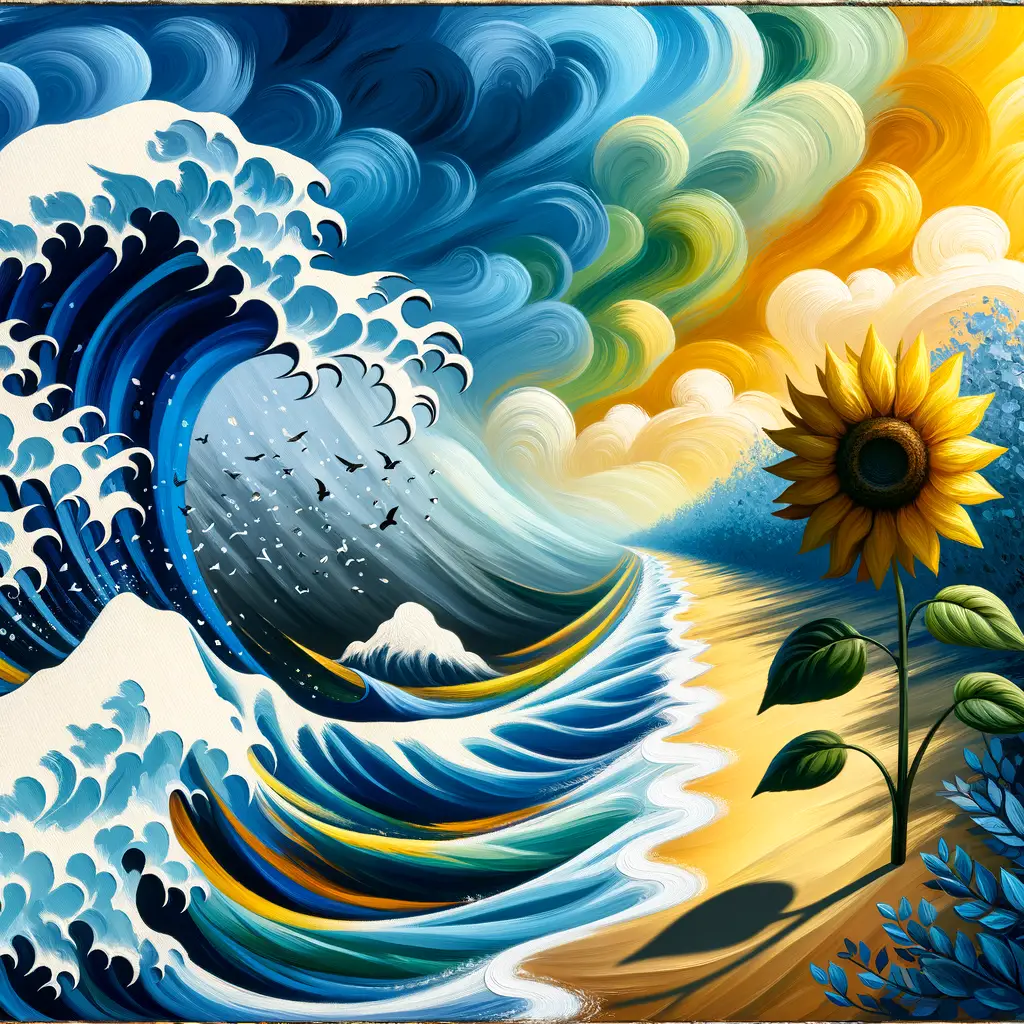 Whispers of Resilience: A Sunflower's Dance in the Storm