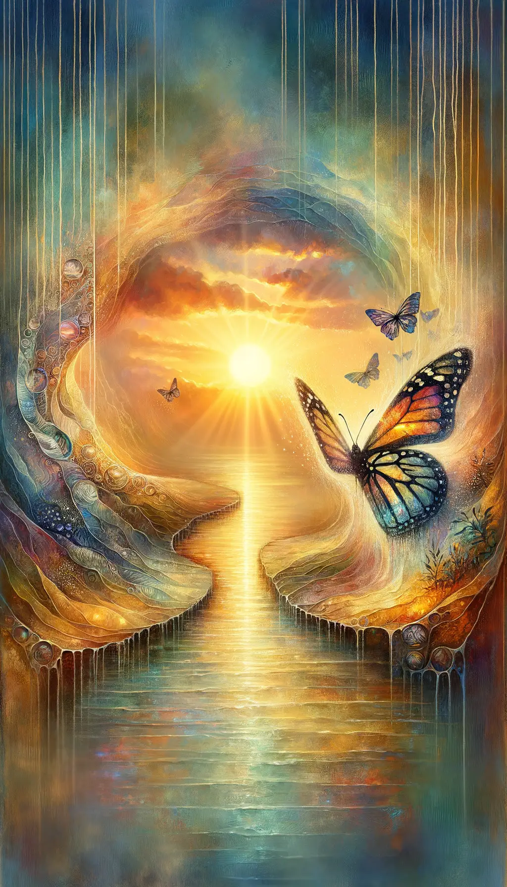 Emergence of Hope: Sunrise's Whispers by the Stream