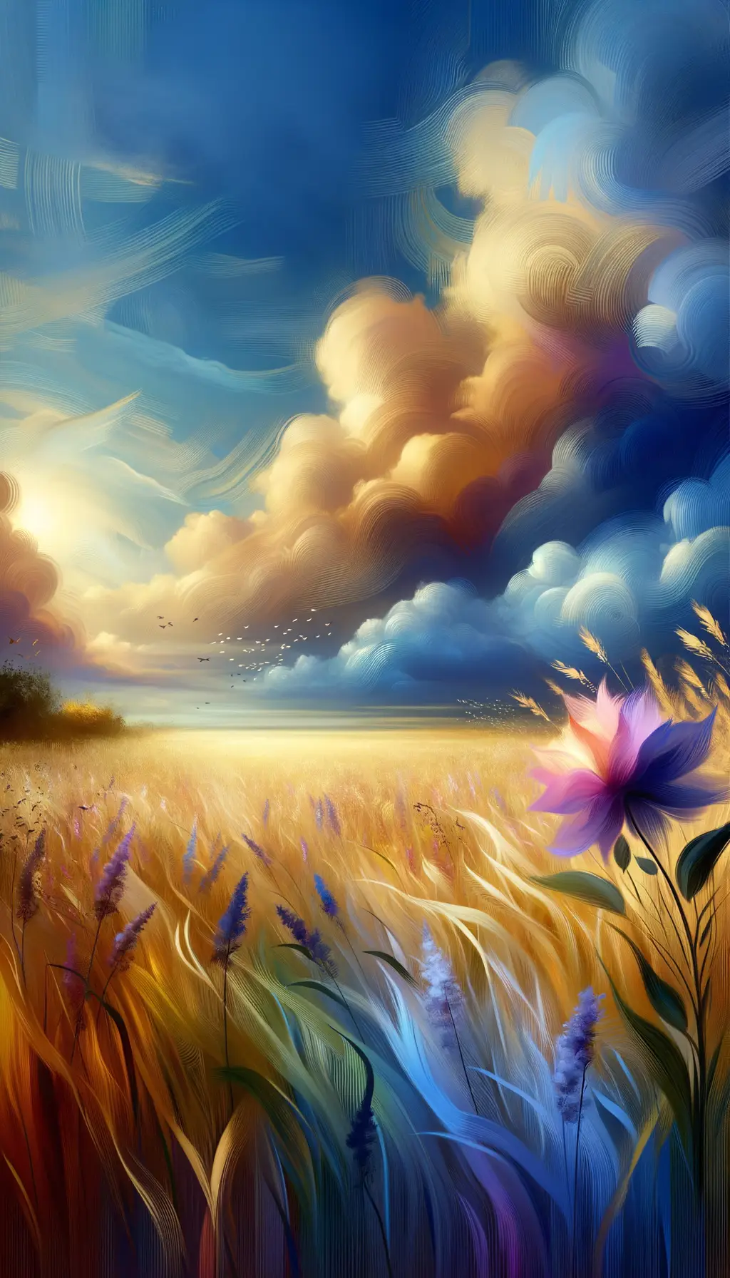 Amber Embrace: Whispers of Wildflowers in the Meadow