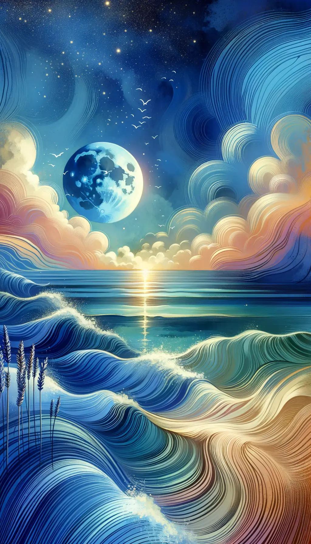 Whispers of Tranquil Twilight: Moonlit Melodies in Azure's Embrace
