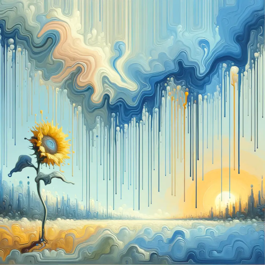 Sunflower's Tranquil Embrace: Elegance in Flowing Skies