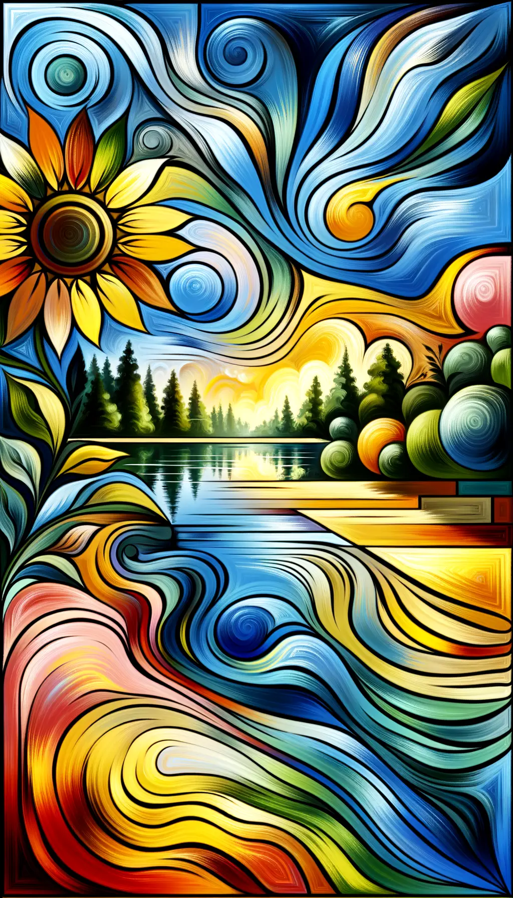 Whispers of Hope: Sunflower's Serenade amidst Tranquil Reflections