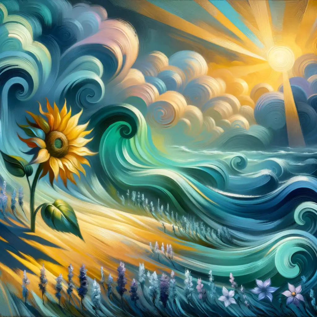 Transcendence of Turquoise: A Sunflower's Embrace amid Timeless Waves