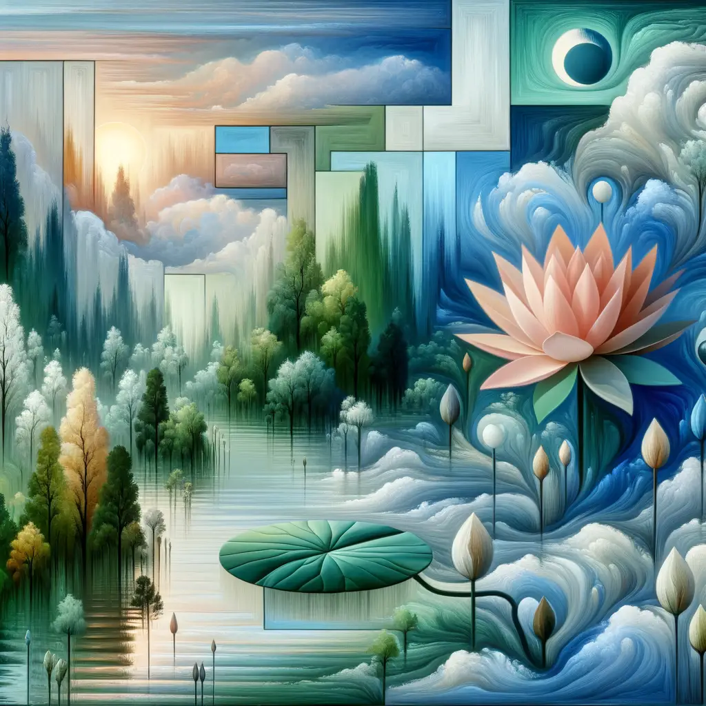 Emerald Reverie: Blossom of Renewal in Tranquil Azure