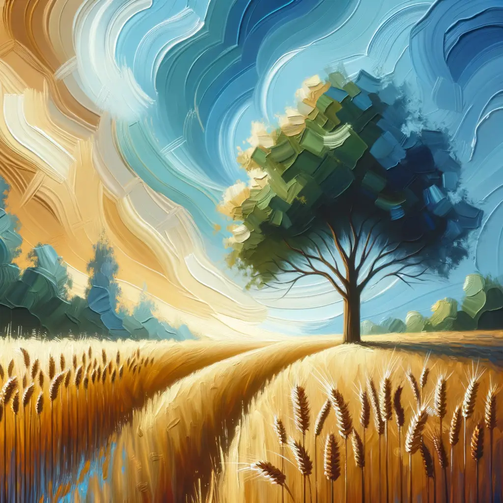 Serenity's Harvest: Blossoms of Resilience Beneath Azure Skies
