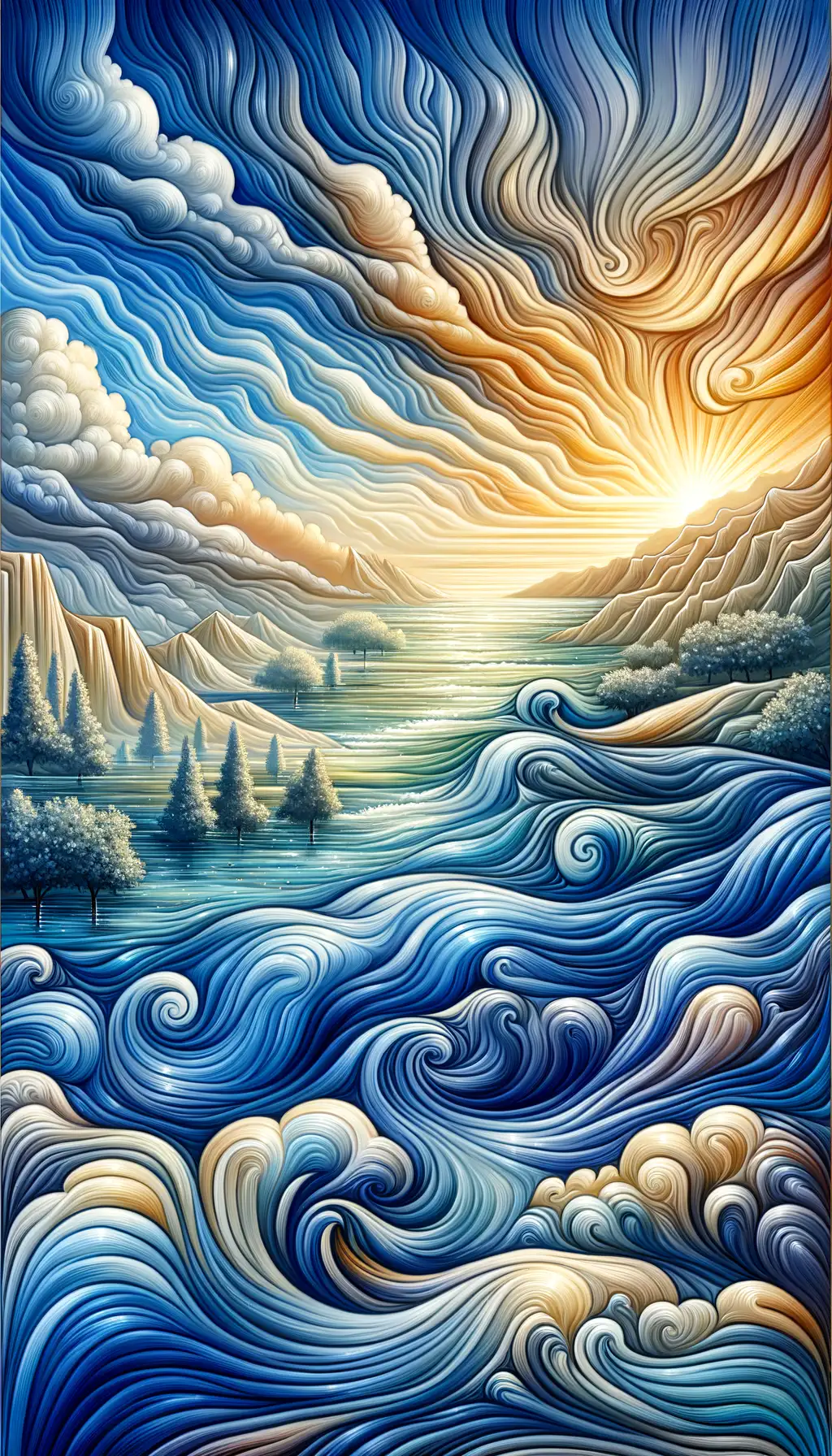 Whispers of Azure Serenity: A Mythical Journey in Tranquil Waters