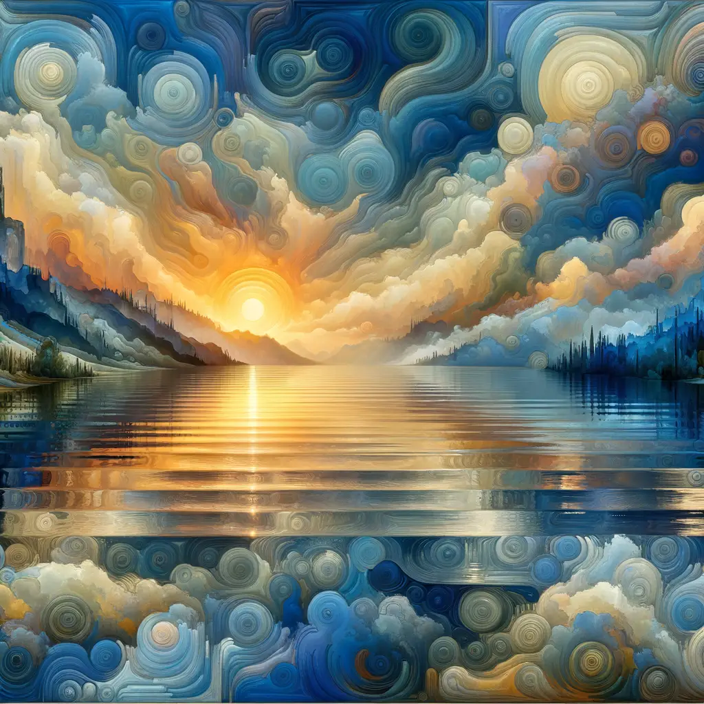"Whispers of Azure Serenity: Twilight's Reflective Solitude"