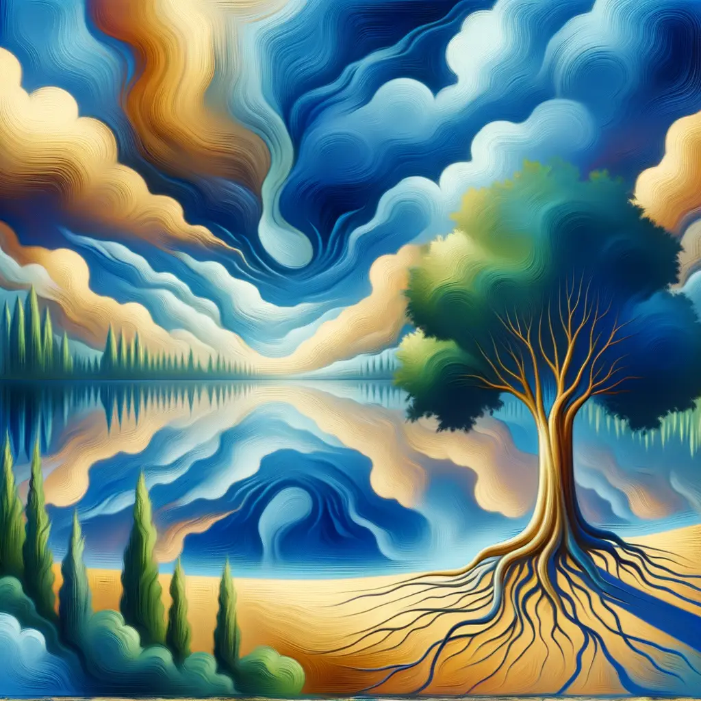 Silent Symphony of Solace: Reflections in Tranquil Blue