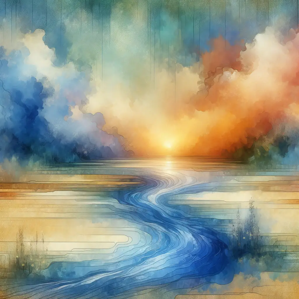 Whispers of Tranquil Rain: Sunset Embrace on the Stream