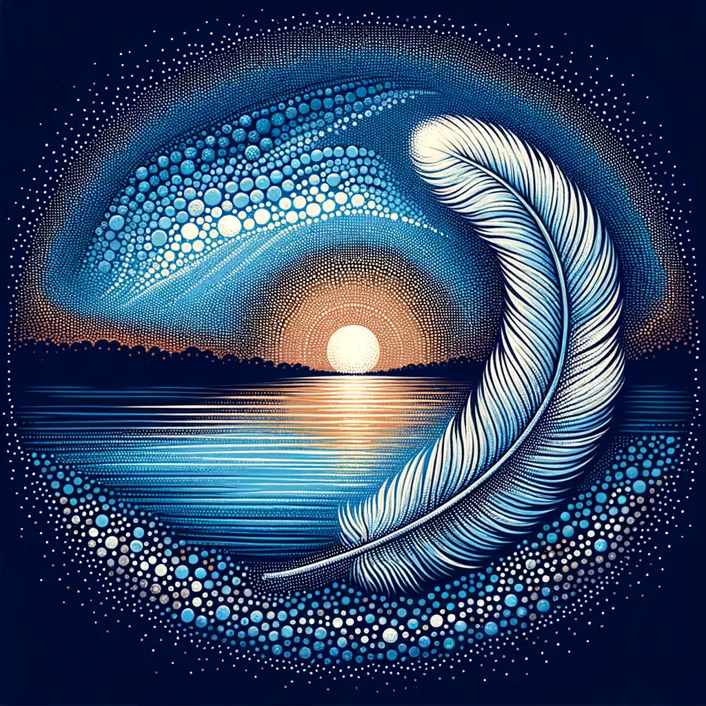 Waves of Tranquility: A Feather's Drift at Sunset